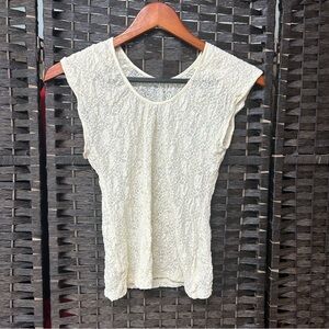 Y2K Ivory nylon lace lace top by Stay Put stretches small/medium